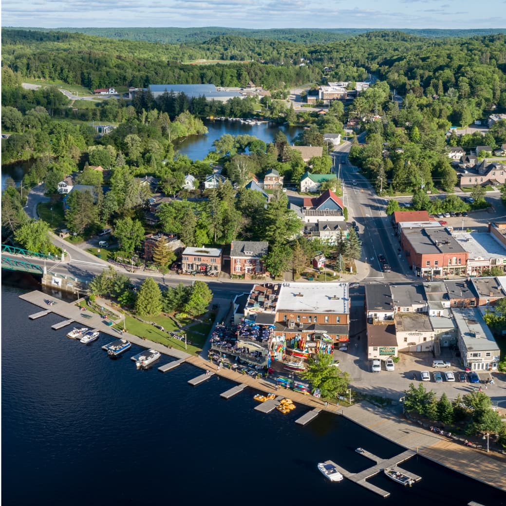 Aerial view of an Ontario town