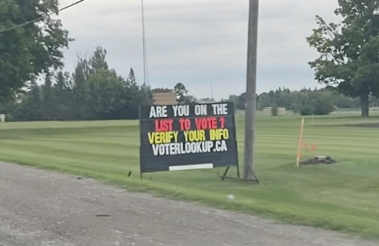 Road sign voterlookup.ca